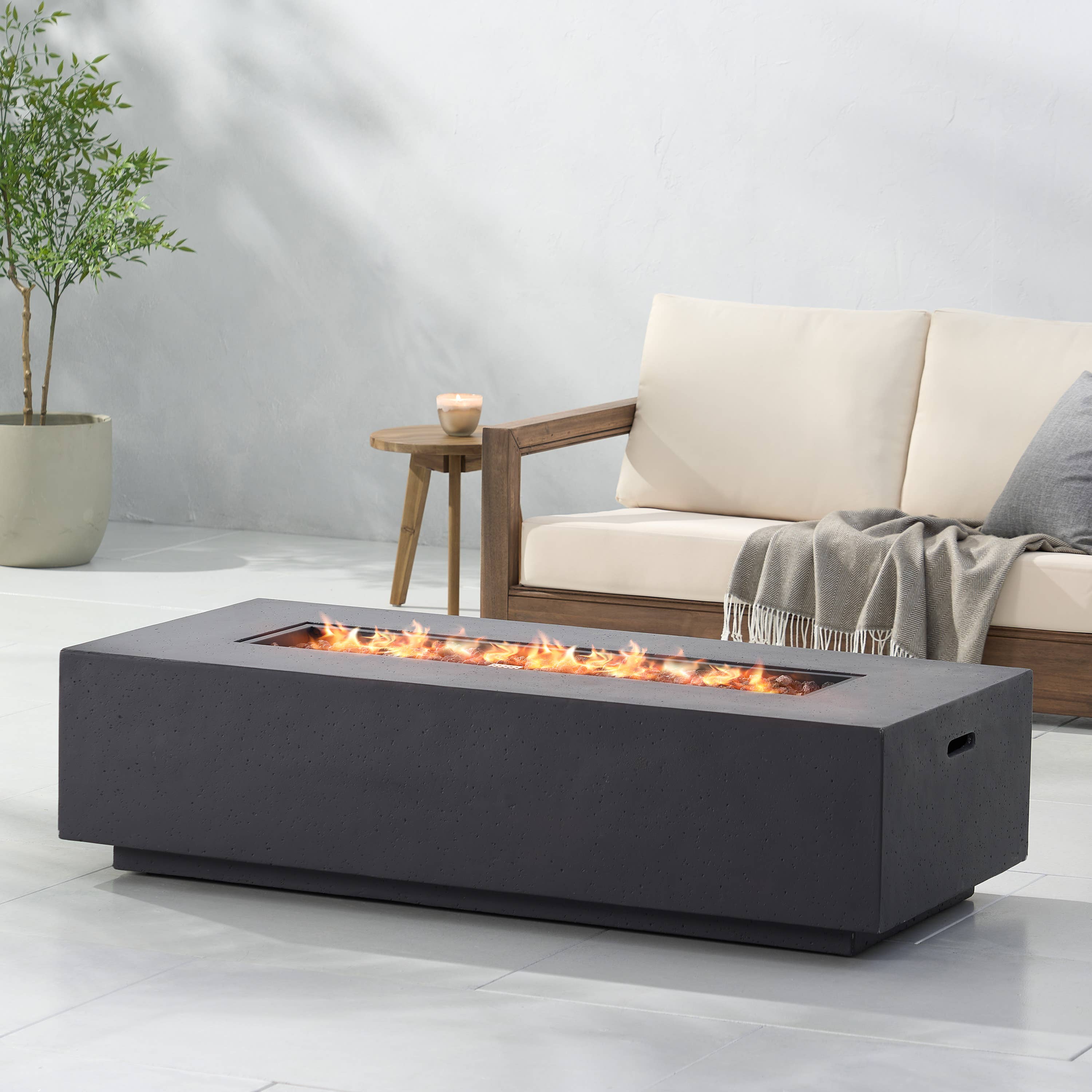 50,000 BTU Outdoor Fire Table Rectangular Dark Grey