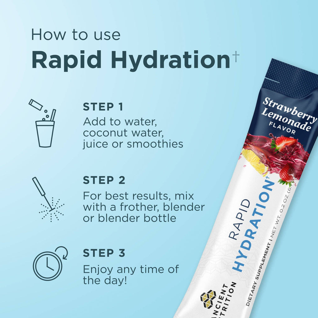 Rapid Hydration 15 Stick Packs | Powder Strawberry Lemonade Flavor (15 Servings)