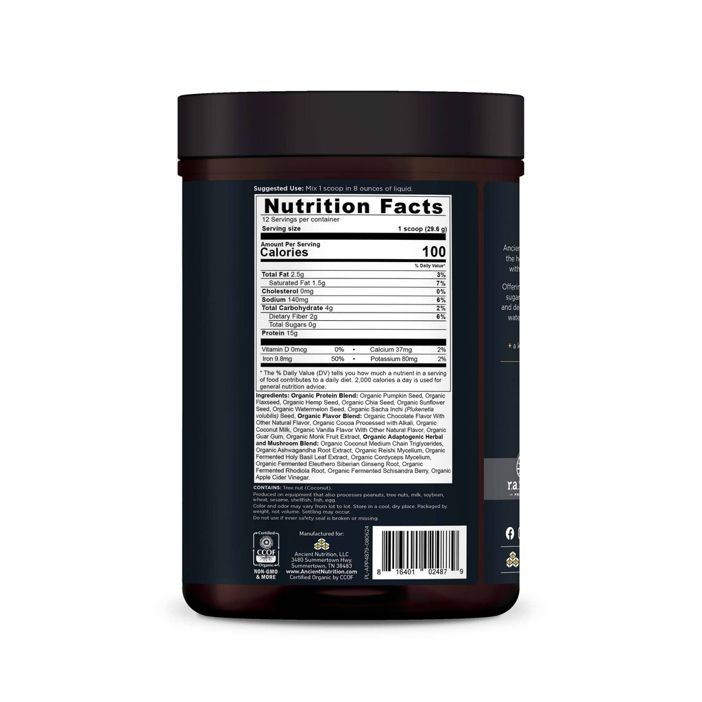 Ancient Nutrition - Plant Protein - Chocolate -12 serving