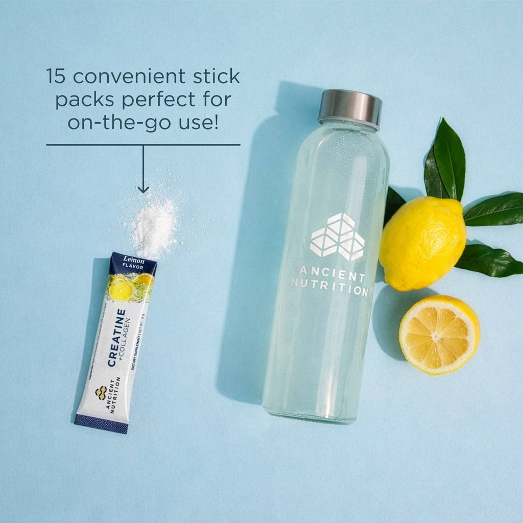 Creatine + Collagen + Electrolytes Stick Packs | Powder Lemon (14 Servings)