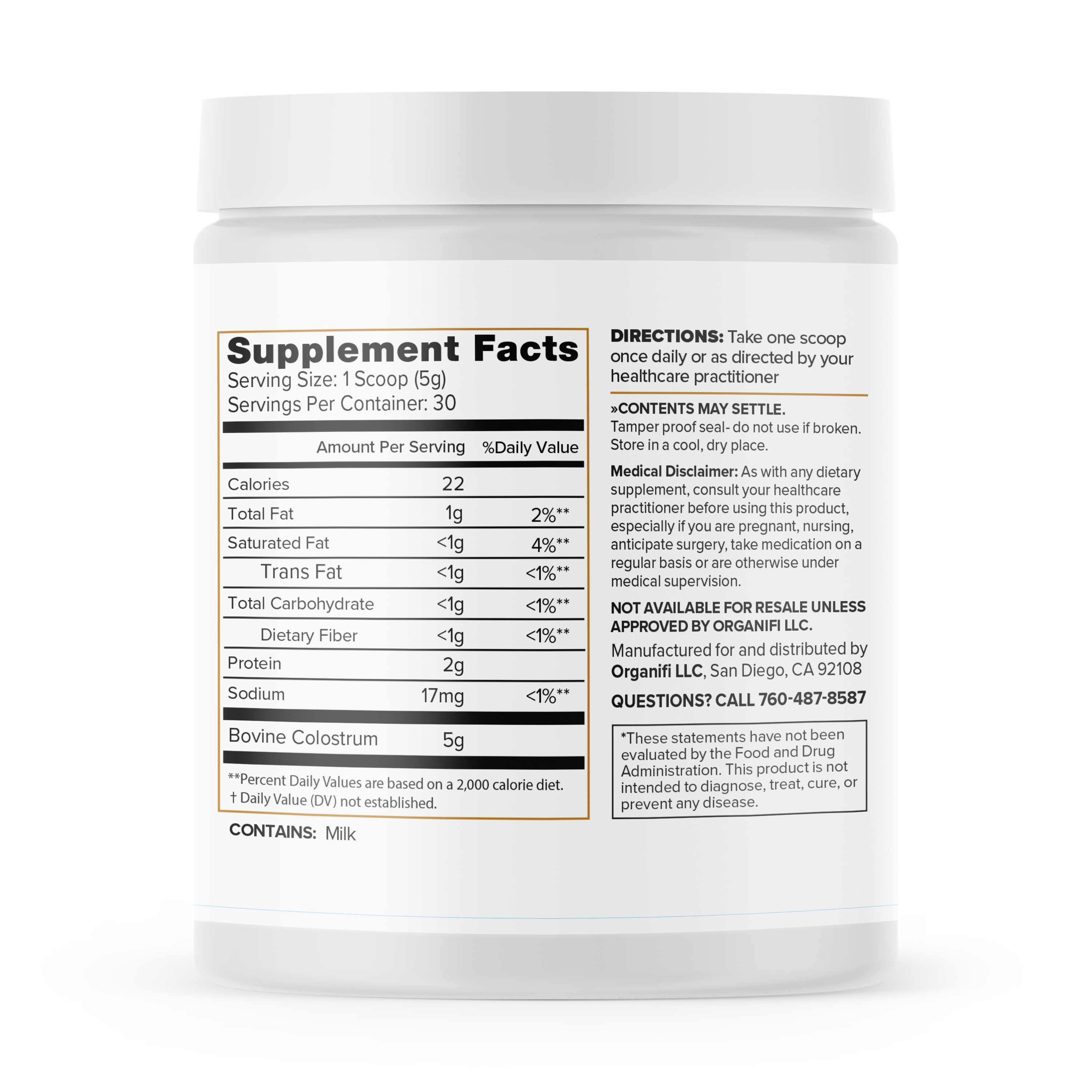 Organifi Colostrum -Immune-Supporting Calf-First Colostrum
