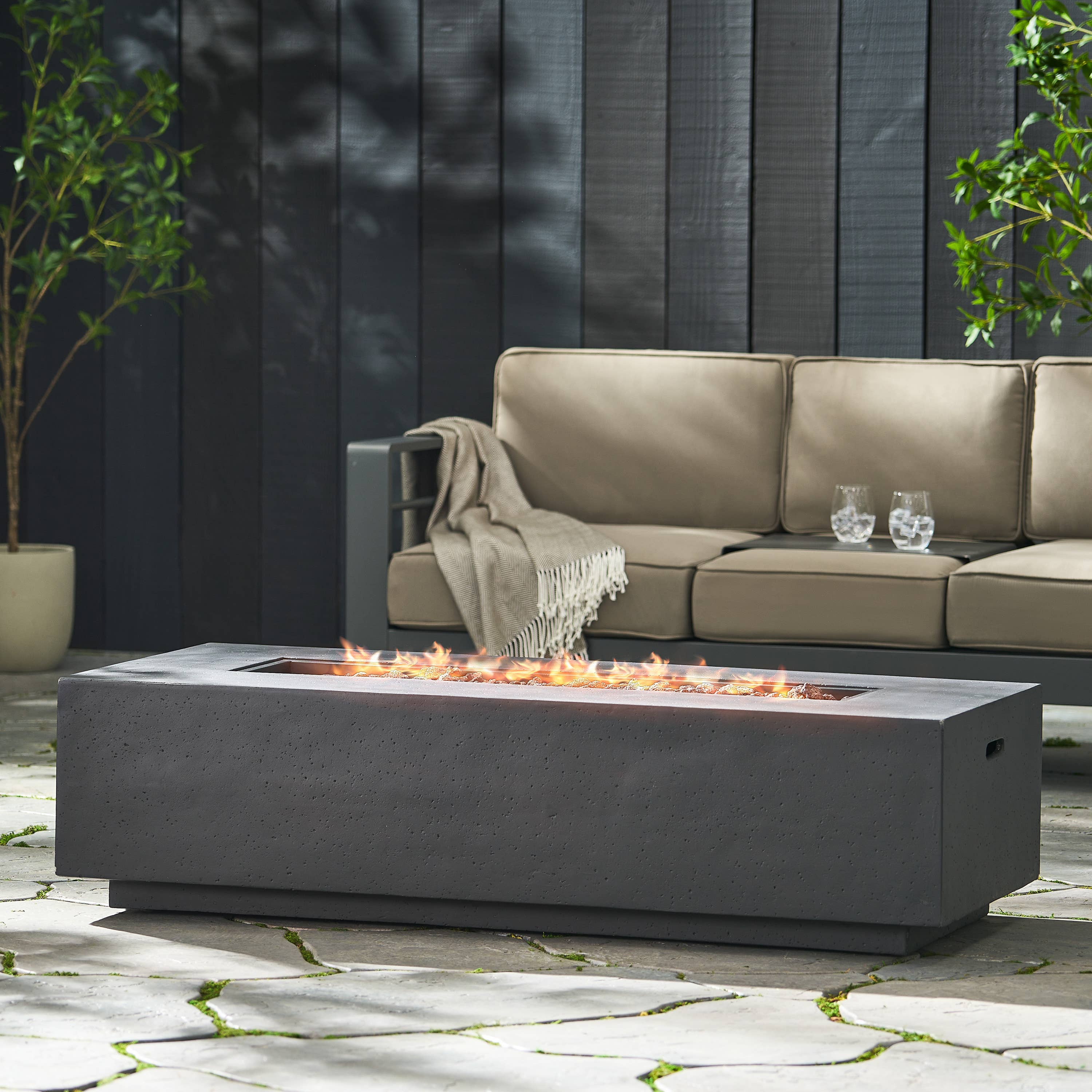 50,000 BTU Outdoor Fire Table Rectangular Dark Grey