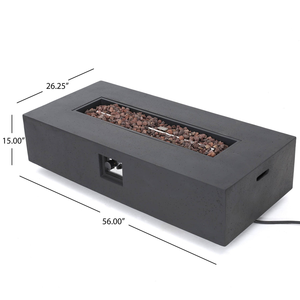 50,000 BTU Outdoor Fire Table Rectangular Dark Grey